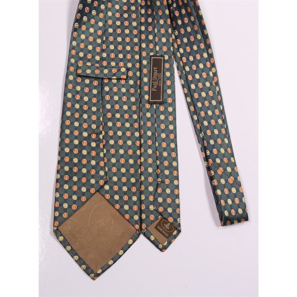 Paul Stuart Green Circles Dots Beans Silk Handmade Necktie Tie Made in Japan - Picture 4 of 6